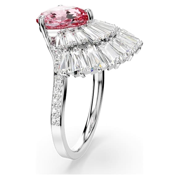 Idyllia cocktail ring, Mixed cuts, Shell, Pink, Rhodium plated - Swarovski, 5683034