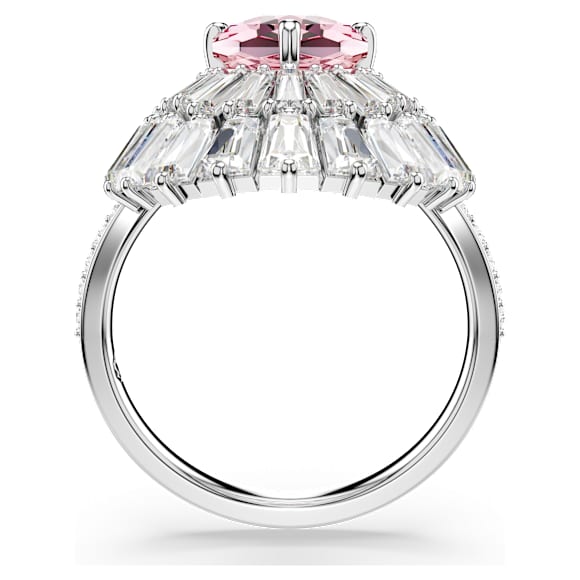 Idyllia cocktail ring, Mixed cuts, Shell, Pink, Rhodium plated - Swarovski, 5683034