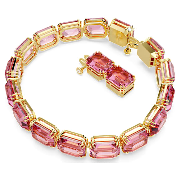 Millenia Tennis bracelet, Octagon cut, Pink, Gold-tone plated - Swarovski, 5683428