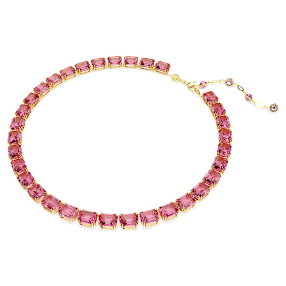 Millenia Tennis necklace, Octagon cut, Pink, Gold-tone plated - Swarovski, 5683429