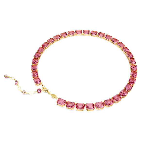 Millenia Tennis necklace, Octagon cut, Pink, Gold-tone plated - Swarovski, 5683429