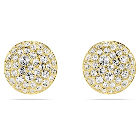 Meteora stud earrings, White, Gold-tone plated - Swarovski, 5683444