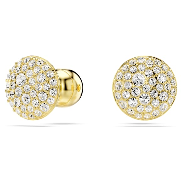 Meteora stud earrings, White, Gold-tone plated - Swarovski, 5683444