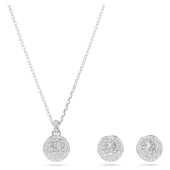 Set Meteora, Alb, Placat cu rodiu - Swarovski, 5683445