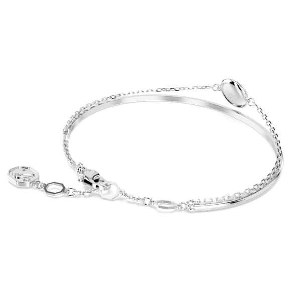 Meteora bangle, White, Rhodium plated - Swarovski, 5683447