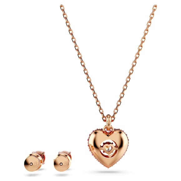 Idyllia set, Heart, Pink, 18K rose gold finish - Swarovski, 5683574