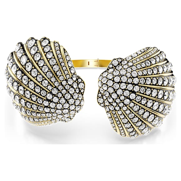Idyllia bangle, Shell, White, Gold-tone plated - Swarovski, 5683943