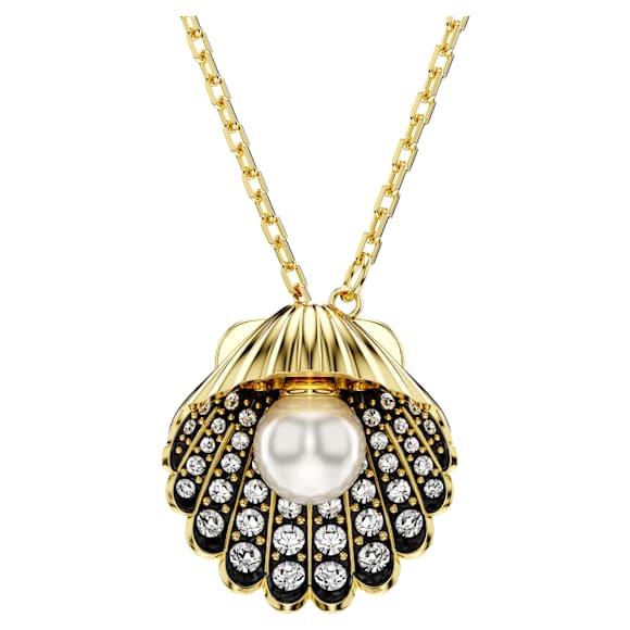 Idyllia Y-Anhänger, Kristallperle, Muschel, Weiß, 18K Goldbeschichtet - Swarovski, 5683968