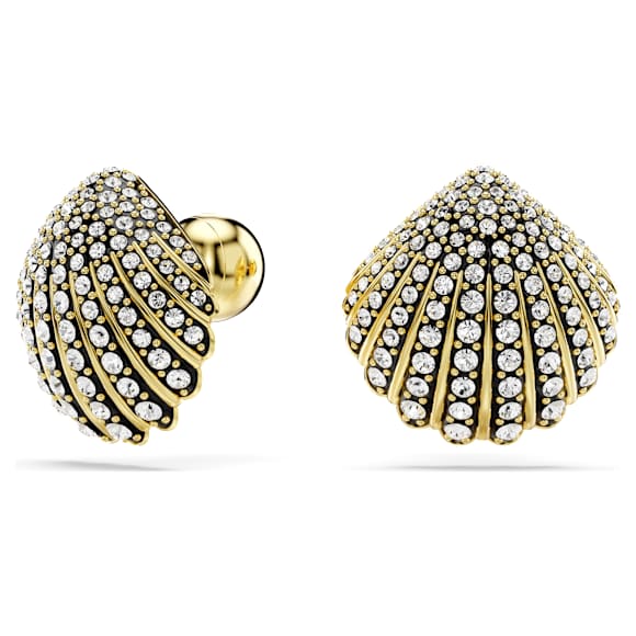 Idyllia 스터드 이어링, 조개, 화이트, 골드 톤 플래팅 - Swarovski, 5683970