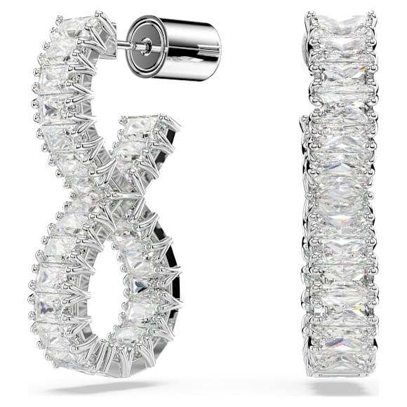 Hyperbola hoop earrings, Infinity, White, Rhodium plated - Swarovski, 5684047
