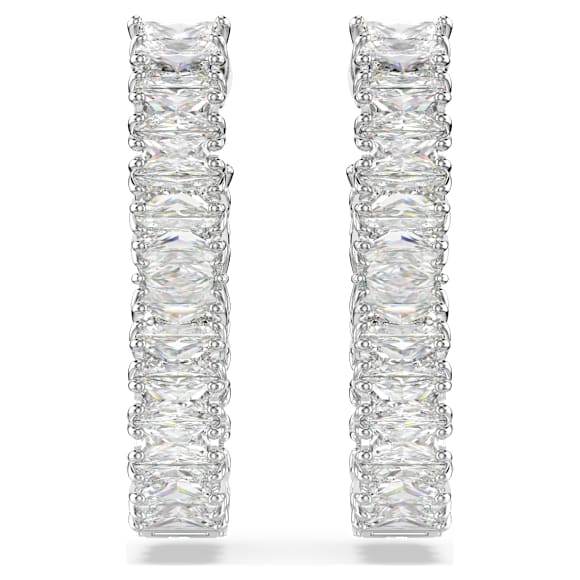 Hyperbola hoop earrings, Infinity, White, Rhodium plated - Swarovski, 5684047