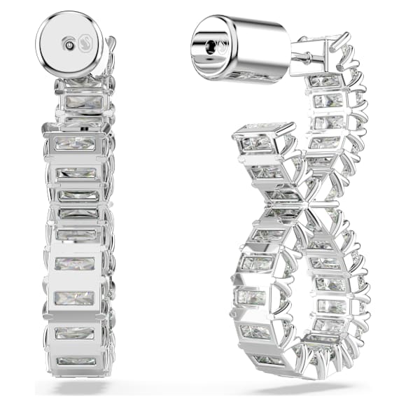Hyperbola hoop earrings, Infinity, White, Rhodium plated - Swarovski, 5684047