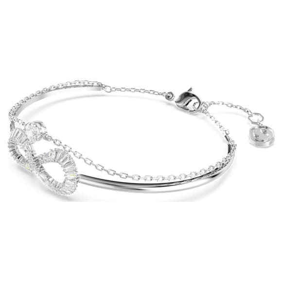 Hyperbola bangle, Infinity, White, Rhodium plated - Swarovski, 5684049