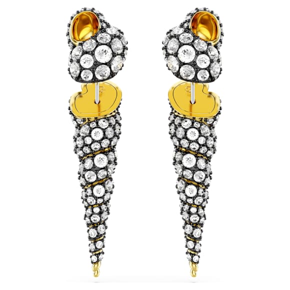 Idyllia Drop-Ohrhänger, Asymmetrisches Design, Rundschliff, Muschel, Weiß, Metallmix - Swarovski, 5684082