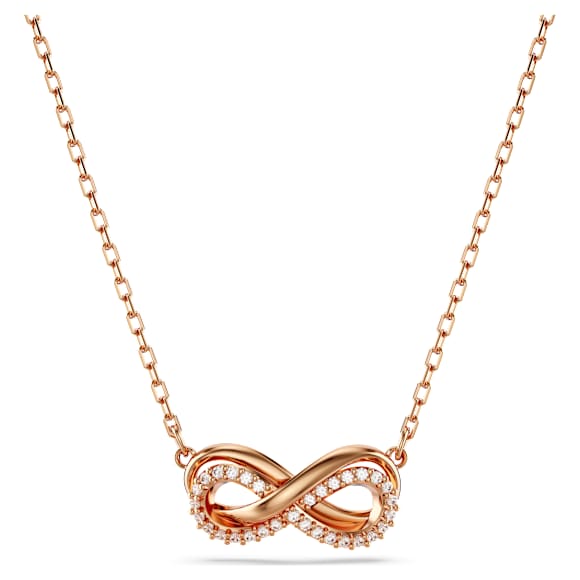Hyperbola pendant, Pavé, Infinity, White, Rose gold-tone plated - Swarovski, 5684084