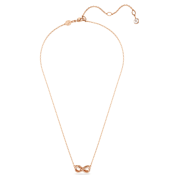 Hyperbola pendant, Pavé, Infinity, White, Rose gold-tone plated - Swarovski, 5684084