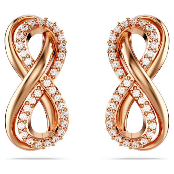 Orecchini a lobo Hyperbola, Infinito, Bianchi, Finitura oro rosa 18K - Swarovski, 5684085