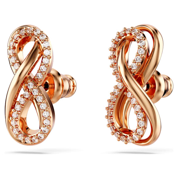 Hyperbola stud earrings, Infinity, White, 18K rose gold finish - Swarovski, 5684085