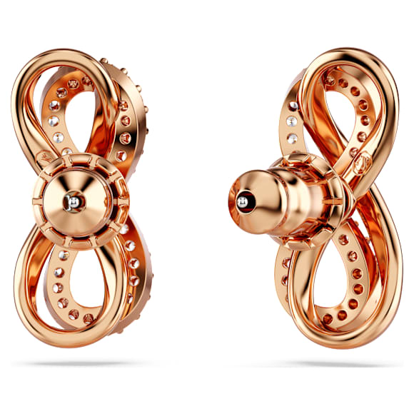 Hyperbola 스터드 이어링, 인피니티, 화이트, 18K 로즈 골드 피니시 - Swarovski, 5684085