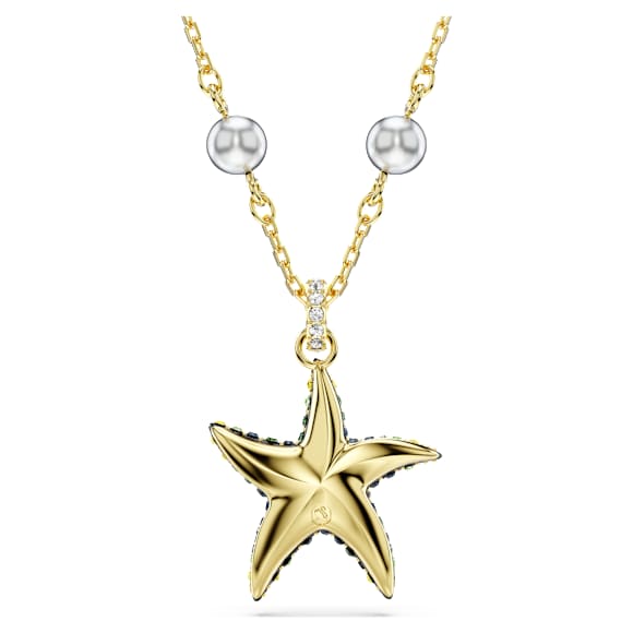 Pandantiv Idyllia, Perle de cristal, Stea de mare, Multicolor, Placat cu auriu - Swarovski, 5684116