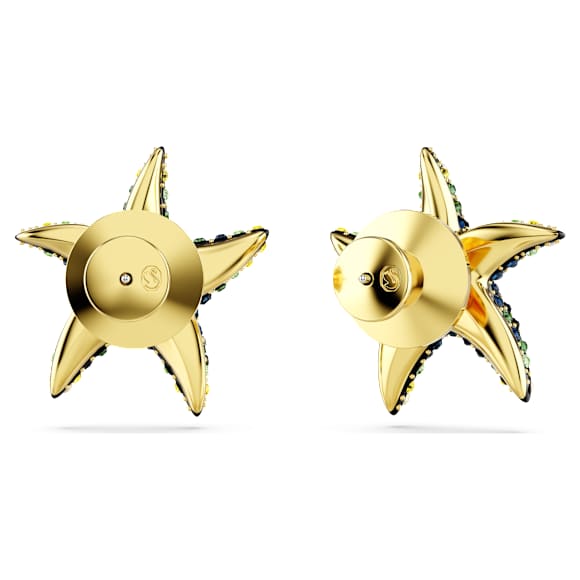 Idyllia stud earrings, Crystal pearl, Starfish, Small, Multicolored, Gold-tone plated - Swarovski, 5684162