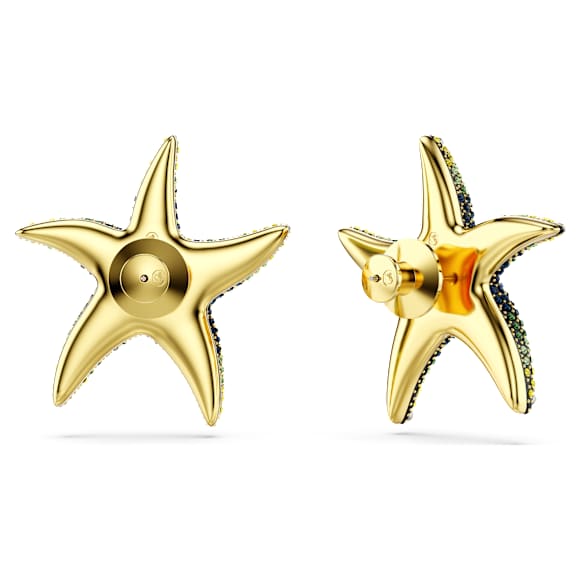 Idyllia stud earrings, Crystal pearl, Starfish, Large, Multicolored, Gold-tone plated - Swarovski, 5684165