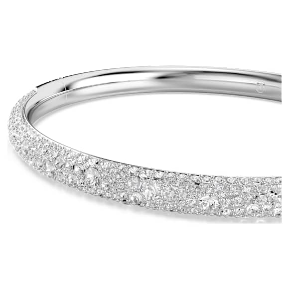 Bracelet Jonc Ouvrable Pavé De Diamants - Plaqué Or 18K Rhodié - France - Dolly-Bijoux