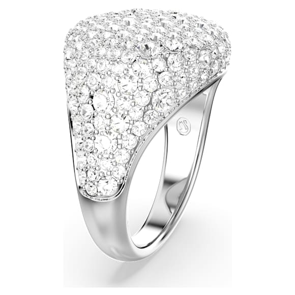 Koktajl prstan Sublima, Bel, Prevleka iz rodija - Swarovski, 5684245