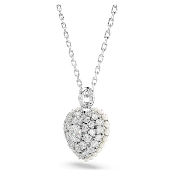 Conjunto Idyllia, Crystal Pearl, Coração, Branco, Lacado a ródio - Swarovski, 5684383