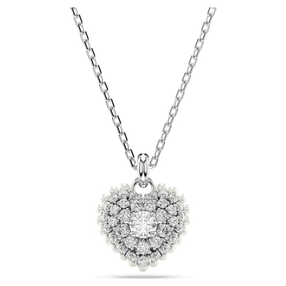 Pandantiv Hyperbola, Inimă, Alb, Placat cu rodiu - Swarovski, 5684386