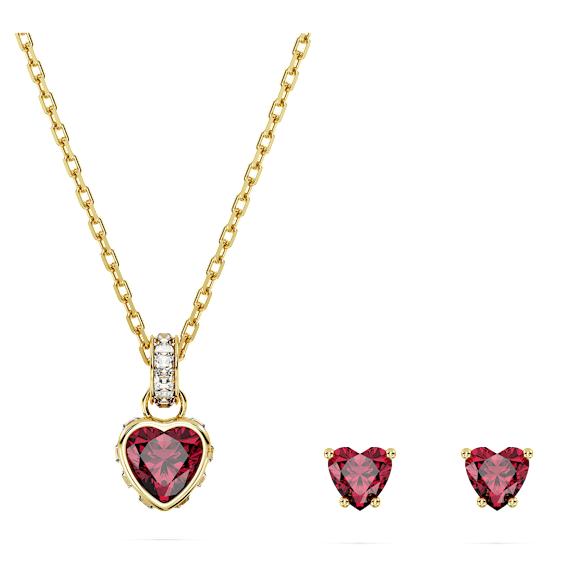 Chroma Set, Herz, Rot, 18K Goldbeschichtet - Swarovski, 5684506