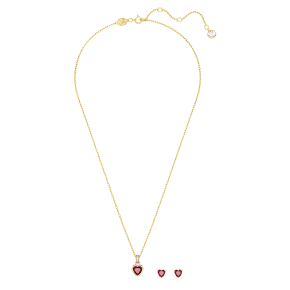 Chroma Set, Herz, Rot, 18K Goldbeschichtet - Swarovski, 5684506