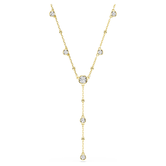 Imber Y形项链, 圆形切割, 白色, 金色饰面 - Swarovski, 5684510