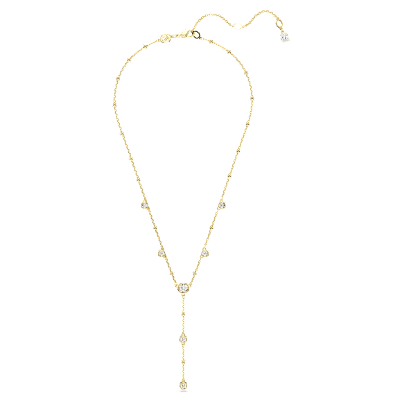 Imber Y necklace, Round cut, White, Gold-tone plated - Swarovski, 5684510