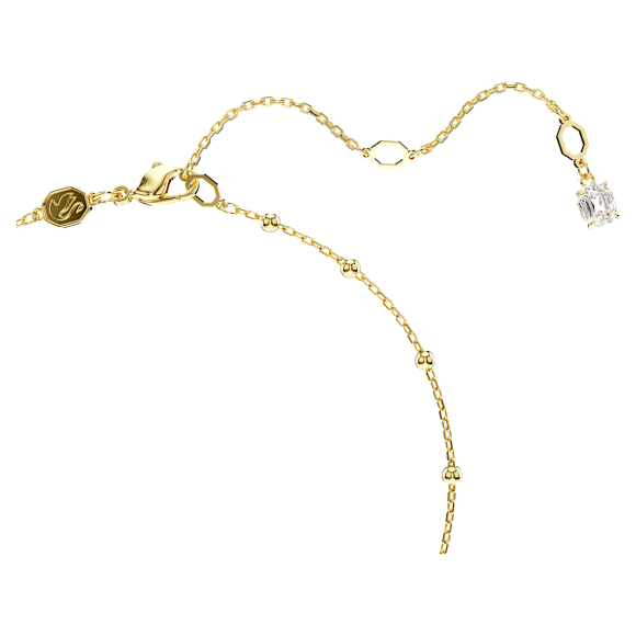 Imber Y necklace, Round cut, White, Gold-tone plated - Swarovski, 5684510