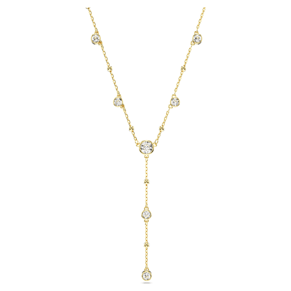Imber Y necklace, Round cut, White, Gold-tone plated - Swarovski, 5684510