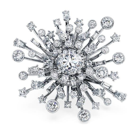 Galaxy ring, Lab-grown diamonds 9.5 ct tw, Mixed shapes, 18K white gold - Swarovski, 5684703
