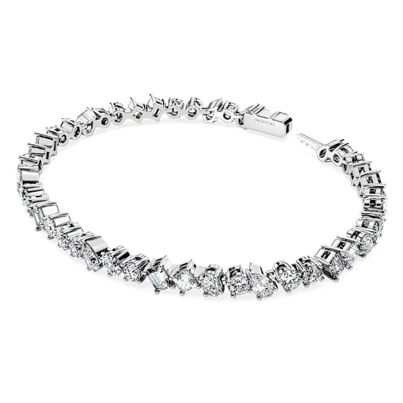 Galaxy Tennis bracelet, Lab-grown diamonds 5 ct tw, Mixed shapes, 14K white gold - Swarovski, 5684756