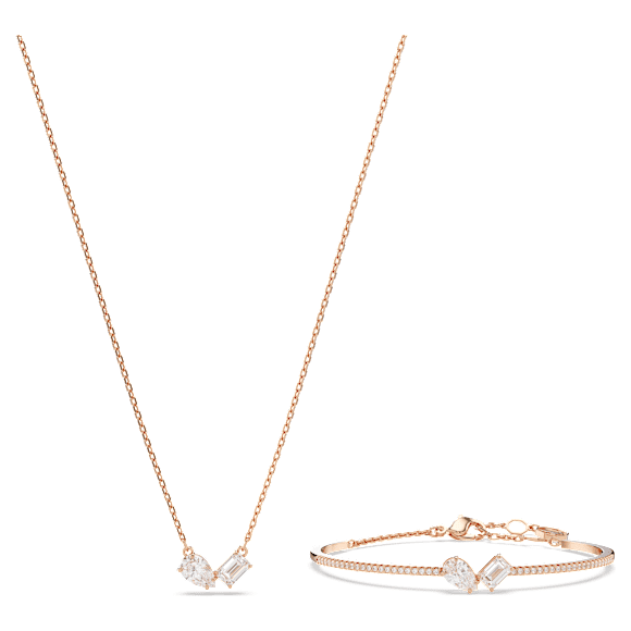 Set Mesmera, Tăieturi mixte, Alb, Placat cu nuanță roz-aurie - Swarovski, 5684779