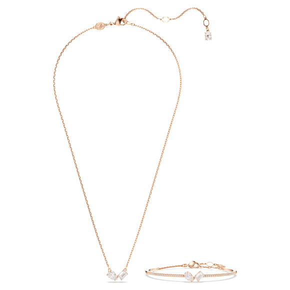 Set Mesmera, Tăieturi mixte, Alb, Placat cu nuanță roz-aurie - Swarovski, 5684779