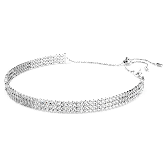 Matrix Tennis choker, Round cut, White, Rhodium plated - Swarovski, 5685755