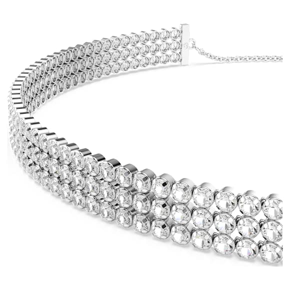 Matrix Tennis choker, Round cut, White, Rhodium plated - Swarovski, 5685755