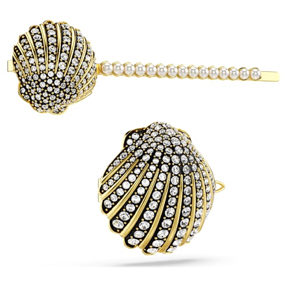 Idyllia hair pin, Set (2), Shell, White, Mixed metal finish - Swarovski, 5686437