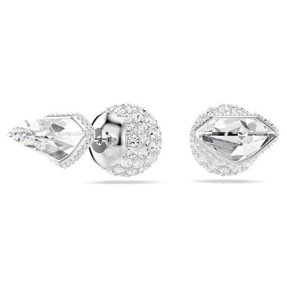 Lucent stud earrings, Pavé, Ball, White, Rhodium plated - Swarovski, 5686483