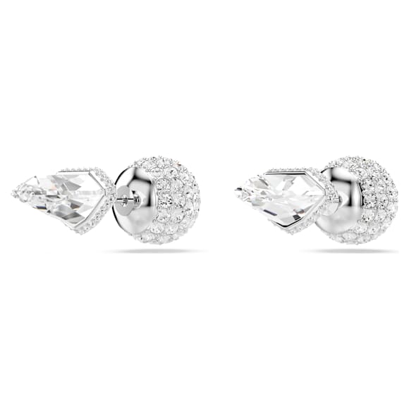 Lucent stud earrings, Pavé, Ball, White, Rhodium plated - Swarovski, 5686483