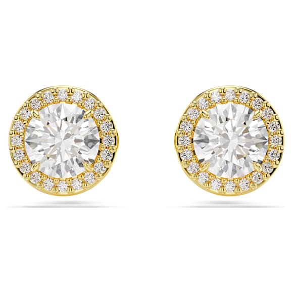 Una Angelic stud earrings, Round cut, Gold tone, Gold-tone plated - Swarovski, 5686637