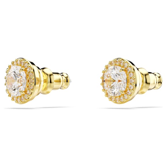 Una Angelic stud earrings, Round cut, Gold tone, Gold-tone plated - Swarovski, 5686637
