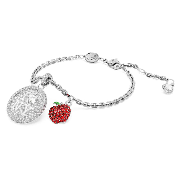 I LOVE NY bracelet, Red, Rhodium plated - Swarovski, 5687030