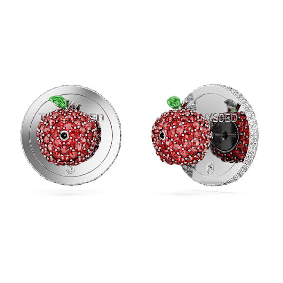 Pendientes de botón I LOVE NY, Blancos, Baño de rodio - Swarovski, 5687032