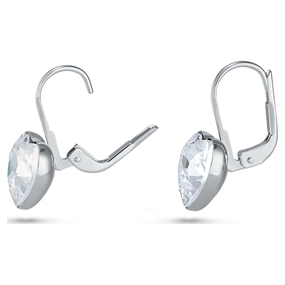 Bella drop earrings, Heart, White, Rhodium plated - Swarovski, 5687414